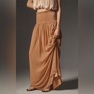✨ NWOT Anthropologie Smocked Sheer Maxi Skirt Sz M